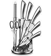 Velaze Lot de 8 couteaux de cuisine, bloc couteaux, en acier inoxydable avec bloc couteaux G...