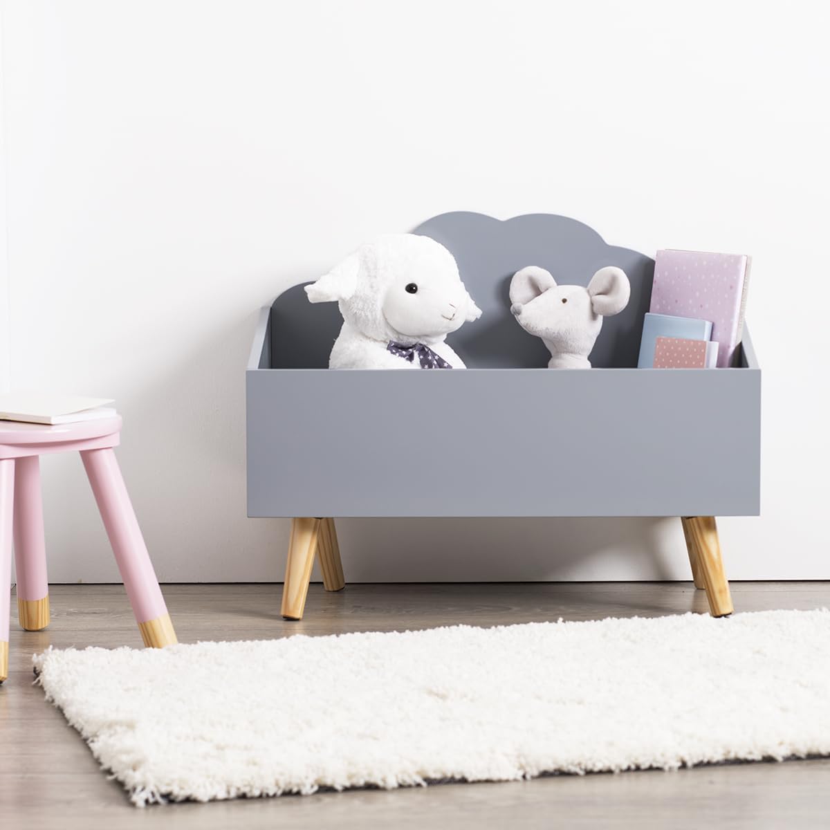 Atmosphera - Coffre Nuage Gris - rangement pratique enfant 60x30x35 cm