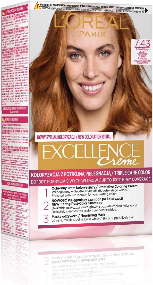 L'Oréal Paris - Excellence Creme 7.43 - teinture cheveux blond cuivre doré