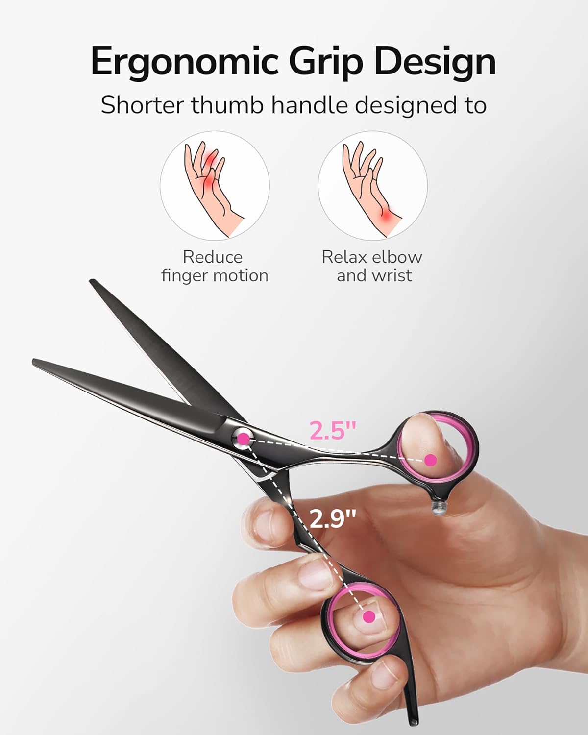 ULG - ciseaux de coiffure pro - 16,5 cm - acier inox, lame rasoir noir