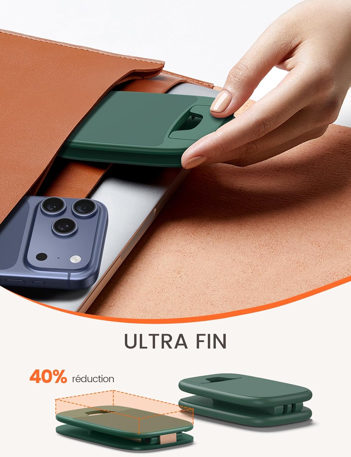 Lamicall - Support téléphone pliable - 15mm ultrafin, base métal, hauteur et angle réglables