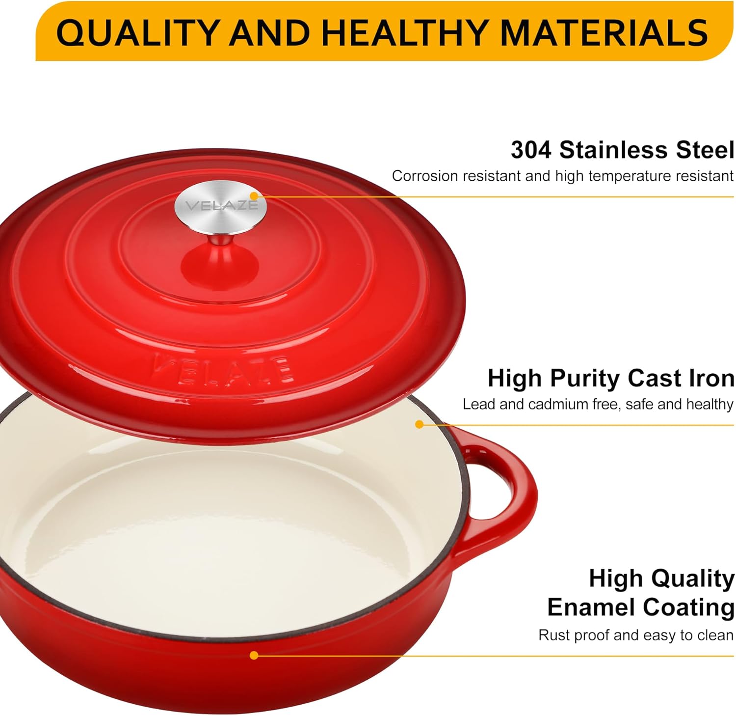 Velaze - Casserole à soupe ronde 3,5L - fonte émaillée, induction