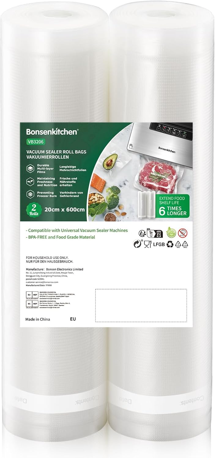 Bonsenkitchen - rouleau sous vide série VB - 20x600cm - lot 2, conservation et cuisson, VB3206