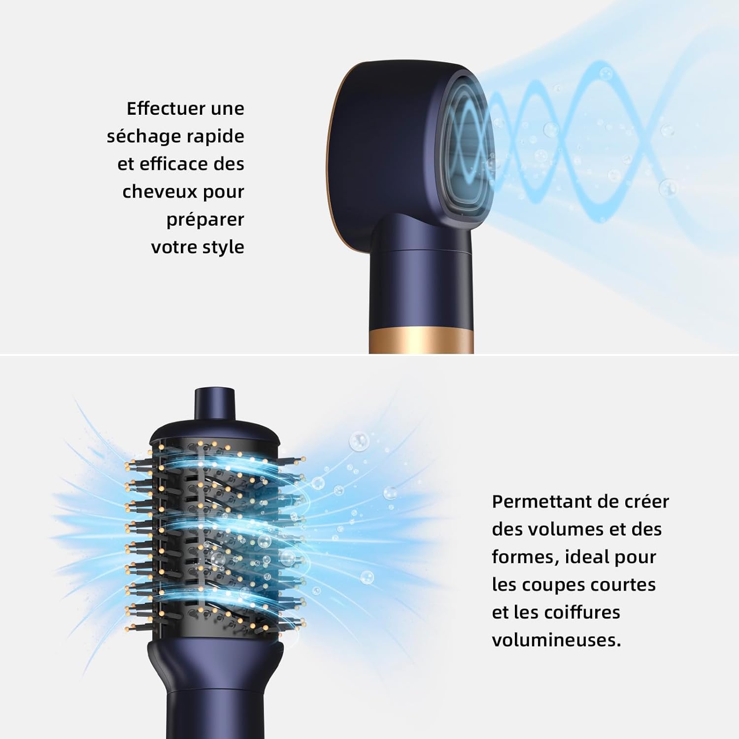 Brosse soufflante 6-en-1, ions, haute vitesse, séchage, bouclage