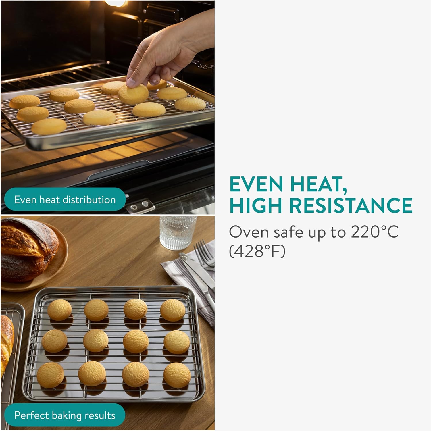 Navaris - bac cuisson inox set 2 pièces - grill rectangulaire - four pâtisserie frites