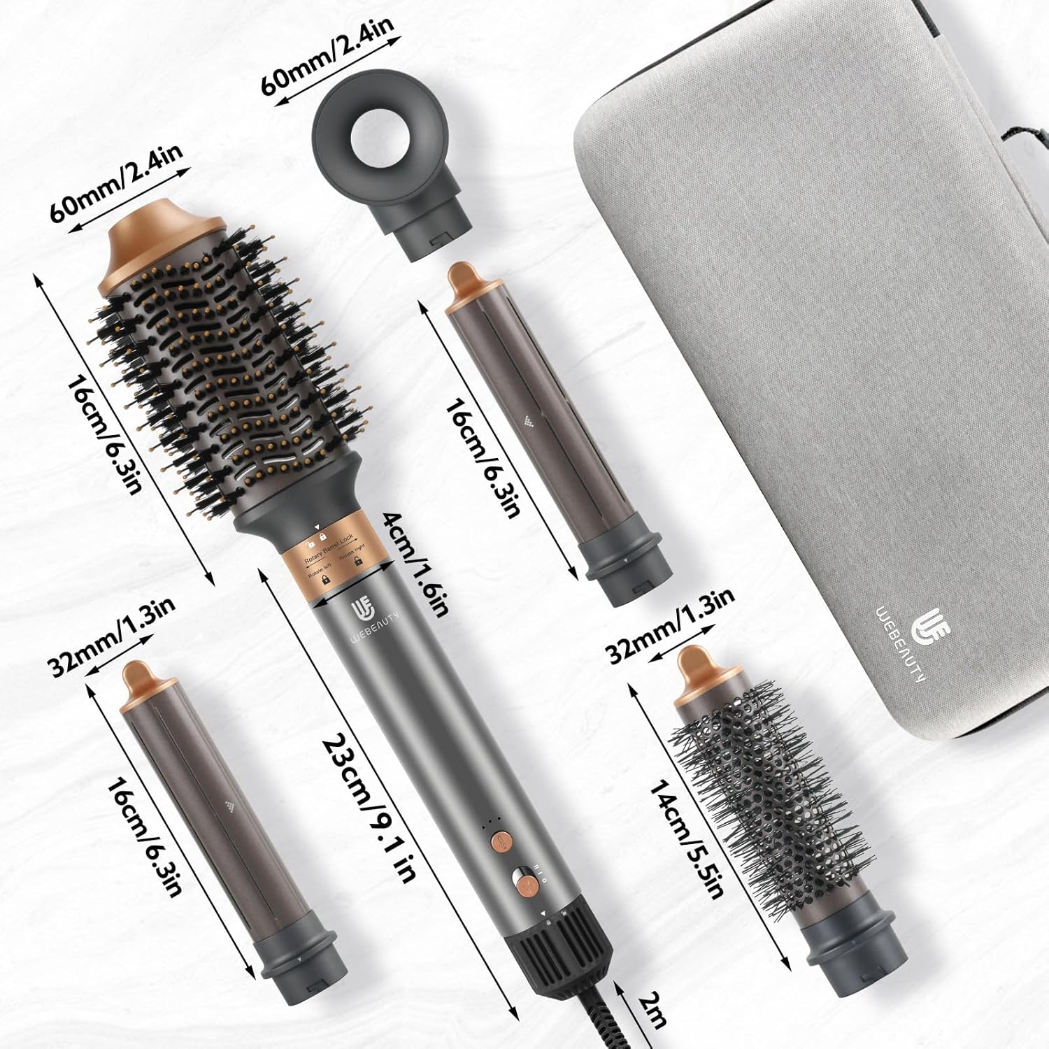 WeBeauty - Air Styler 6 en 1 - 30m/s, ions négatifs, 110000 tr/min, boucleur volumisant