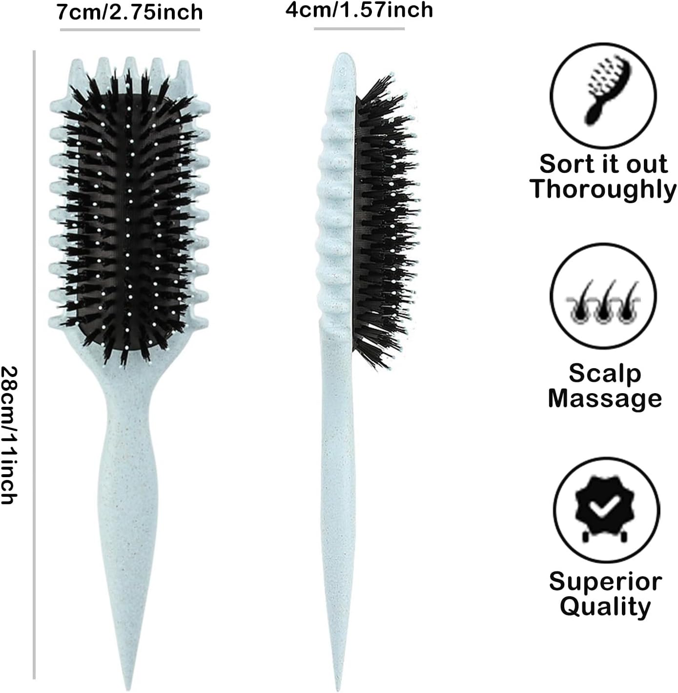 Brosse coiffante - boucleur pour cheveux - 28cm - fixation et réduction frisottis