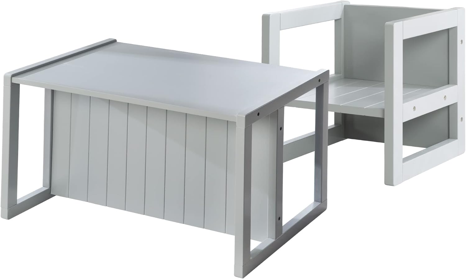 Roba - Ensemble table et chaise enfant - réglable 3 hauteurs - style campagne, gris