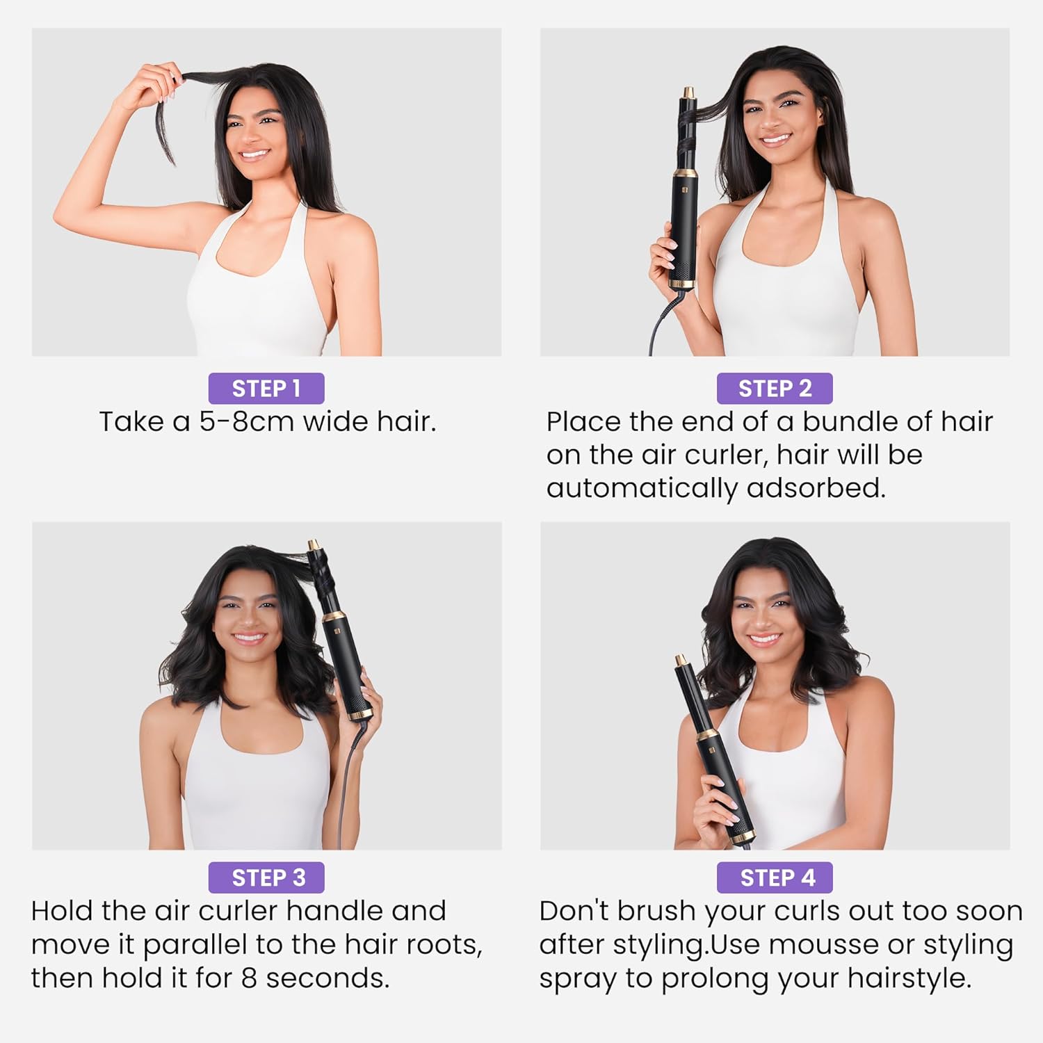 Brosse soufflante 6 en 1 - 1000W - boucleur 30mm - vitesse réglable