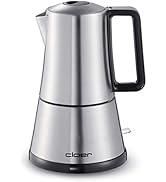 Cloer 5928 Cafetière Espresso Électrique, 365 W, pour 3-6 tasses d'espresso, boîtier en acier ino...