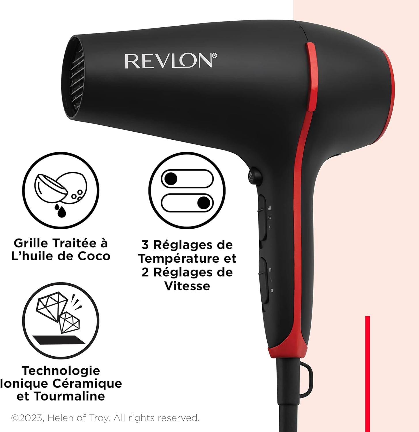 Revlon - sèche-cheveux SmoothStay 2000W - ionique, accessoires RVDR5317
