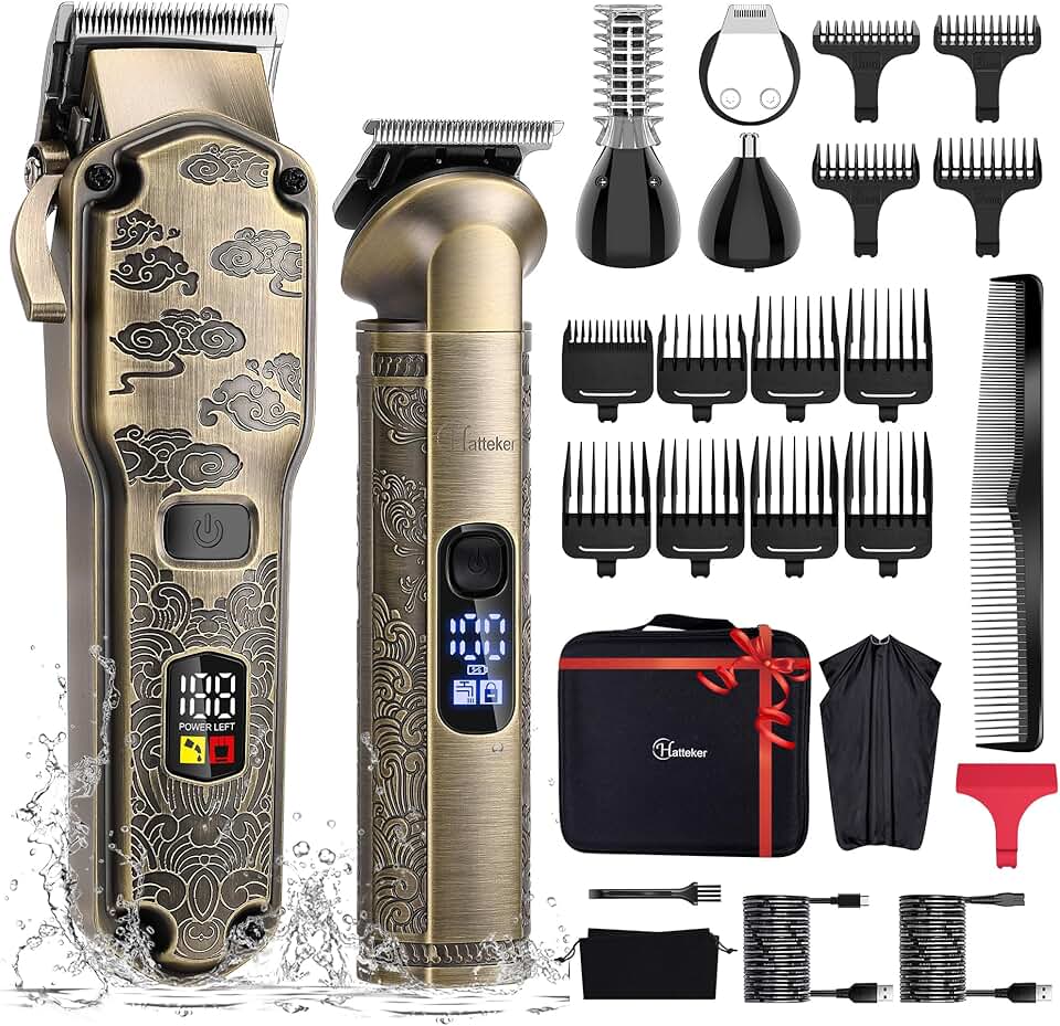 Hatteker - Set tondeuse pro, sans fil, lavable, multi-usages