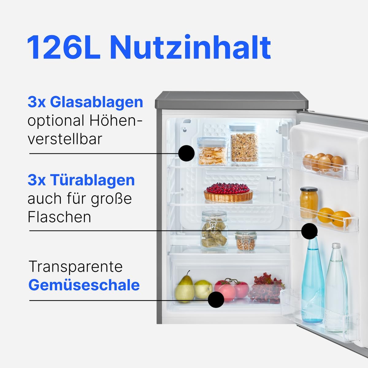 Bomann - VS7258 - 126L inox, classe C, compact, réfrigérateur économique