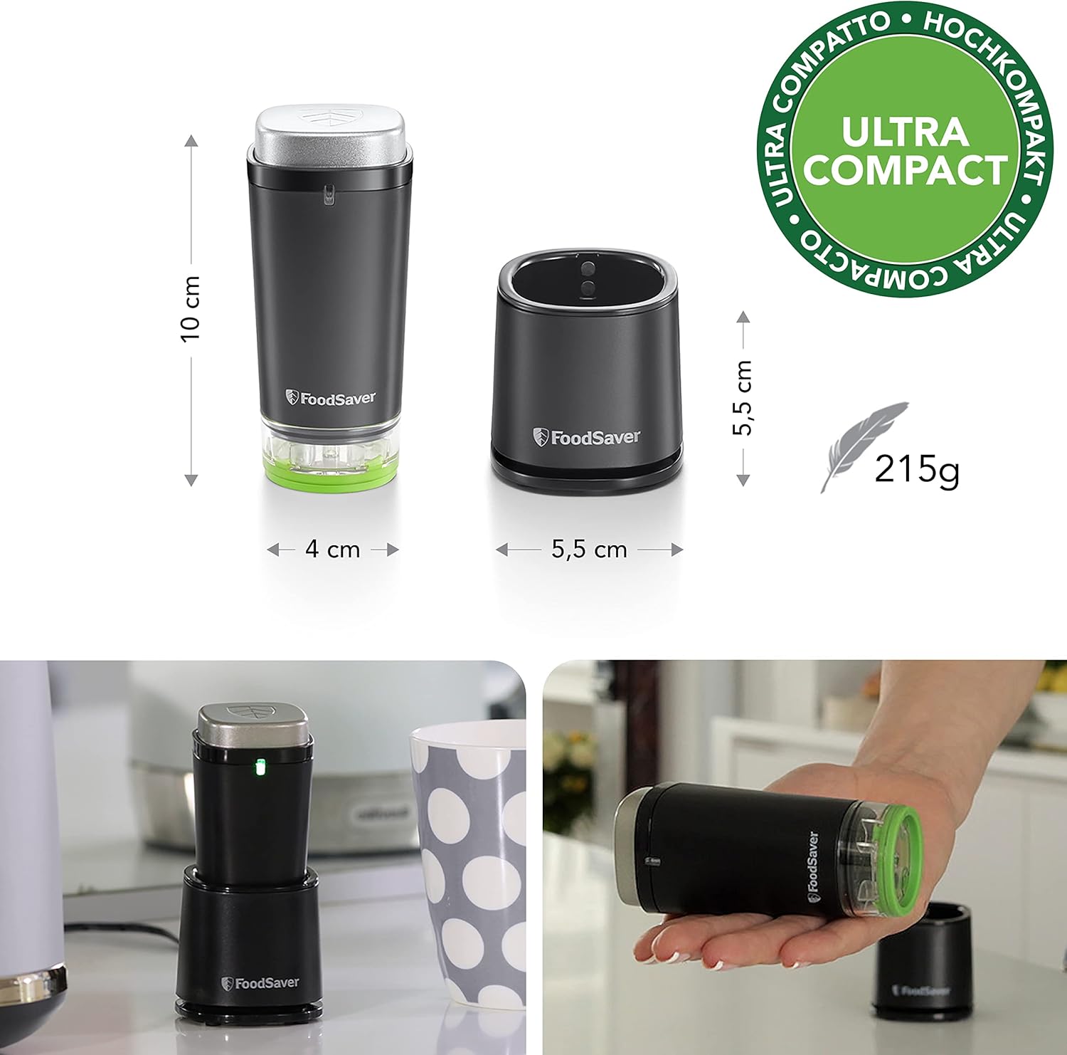 Appareil de mise sous vide sans fil, compact 2.5W, noir, VS1199X