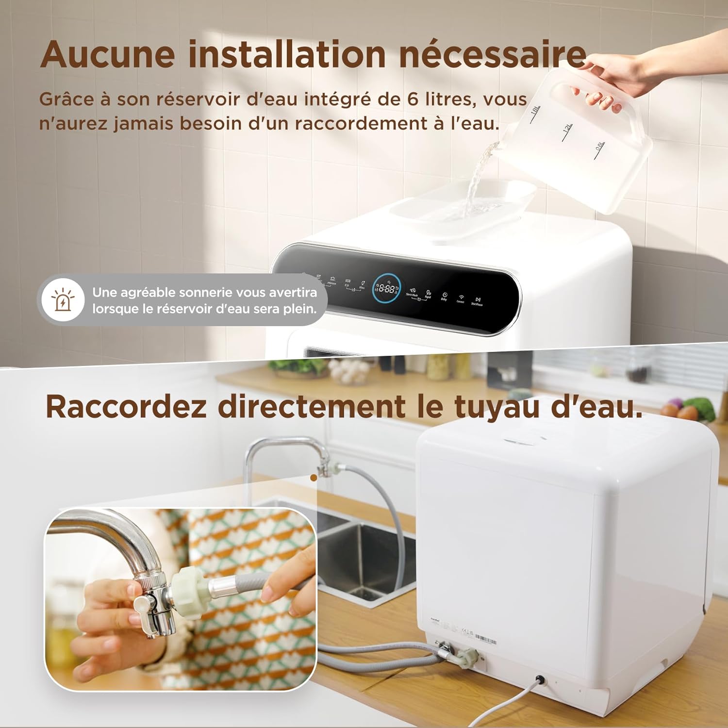 COMFEE' - lave-vaisselle série S110W - compact 3 couverts - 7 programmes, écran LED, démarrage différé - MFD42S110W-IT