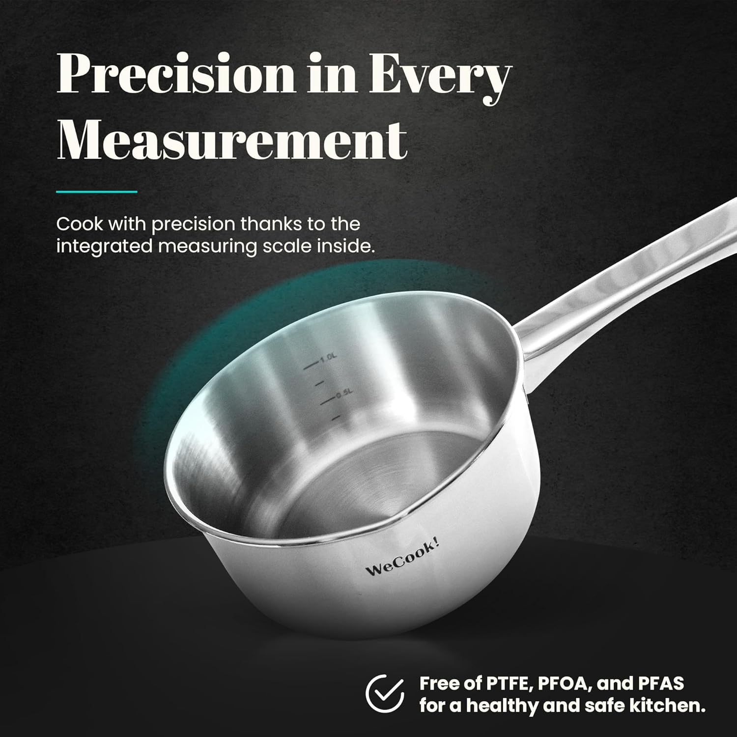 Wecook - casserole inox 18/10, 20 cm, 2,7L, bec verseur, induction