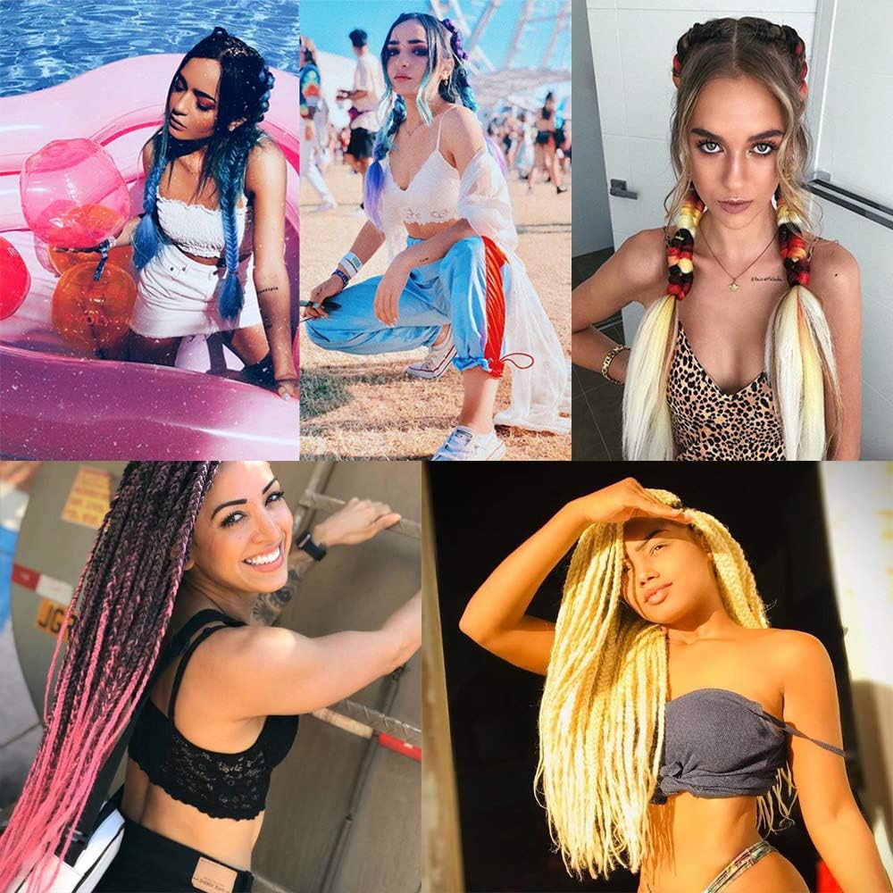 ShowJarlly - Ombre Tresse Jumbo - 24 pouces - 5 pcs, 500g synthétiques