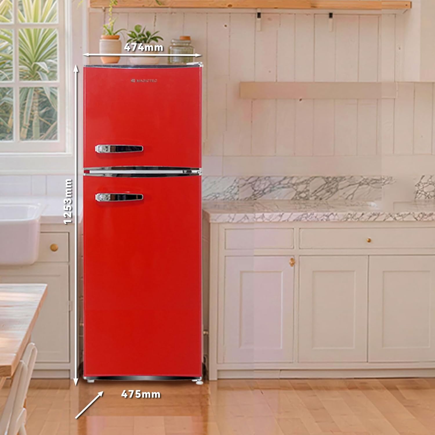 magictec - Frigo vintage série - 120L, congélateur 32L, Low Frost, éclairage LED