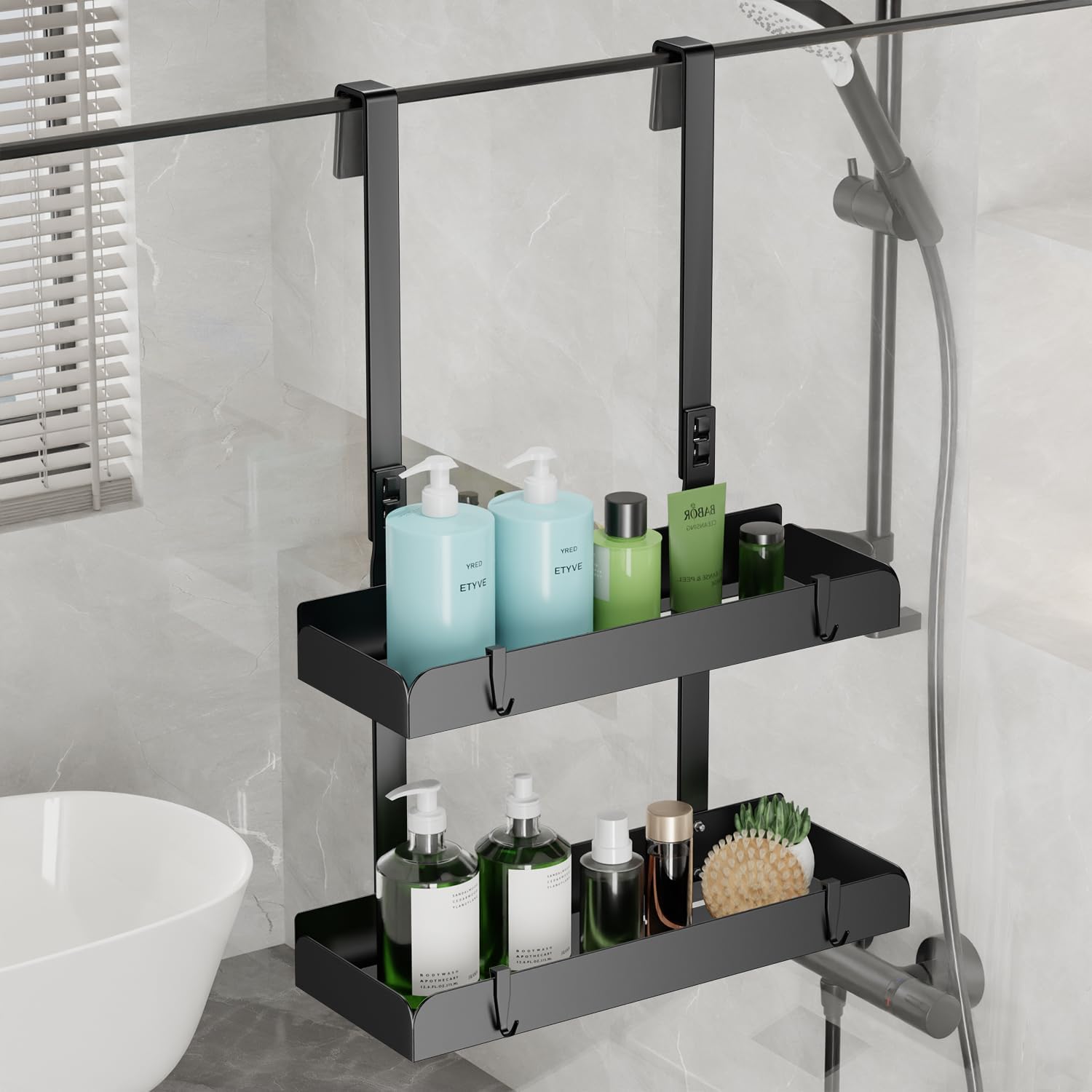 Étagère de douche suspendue 55,5cm, rangement pratique et porte