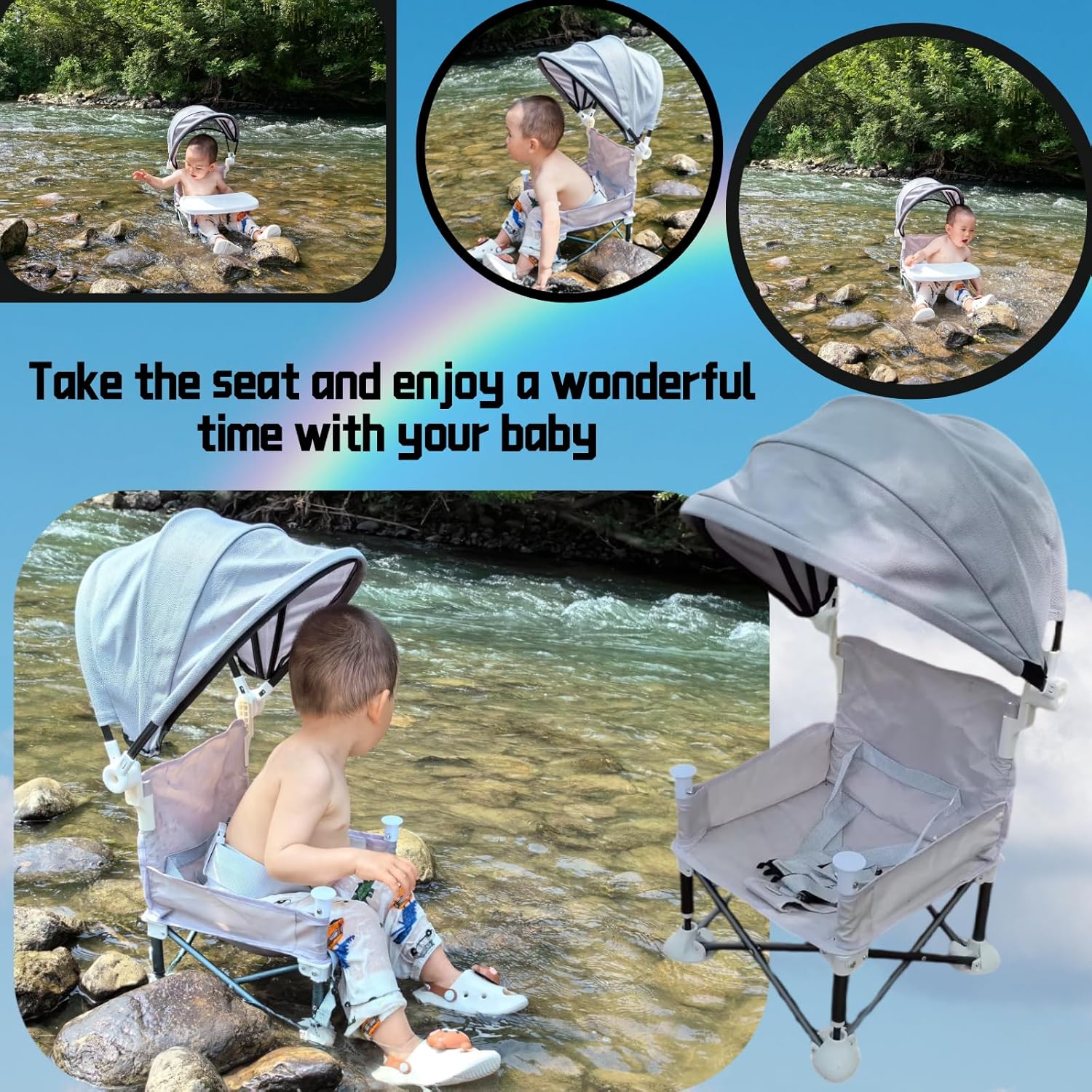 Little Bean - rehausseur chaise pliable bébé, plateau amovible, portable