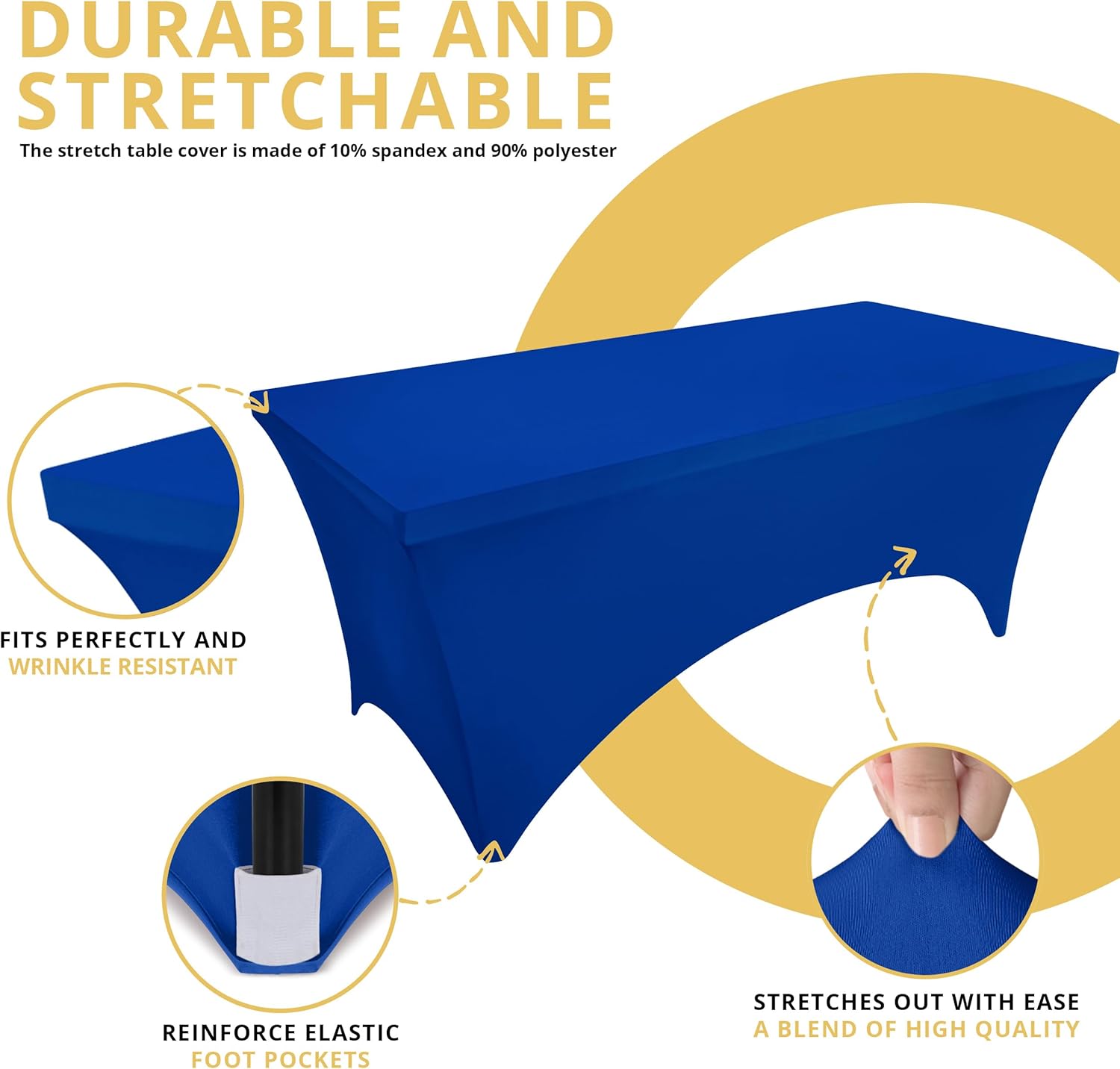 Utopia Kitchen - nappe extensible - 122 cm - polyester/spandex, lavable, infroissable, lot de 2, bleu