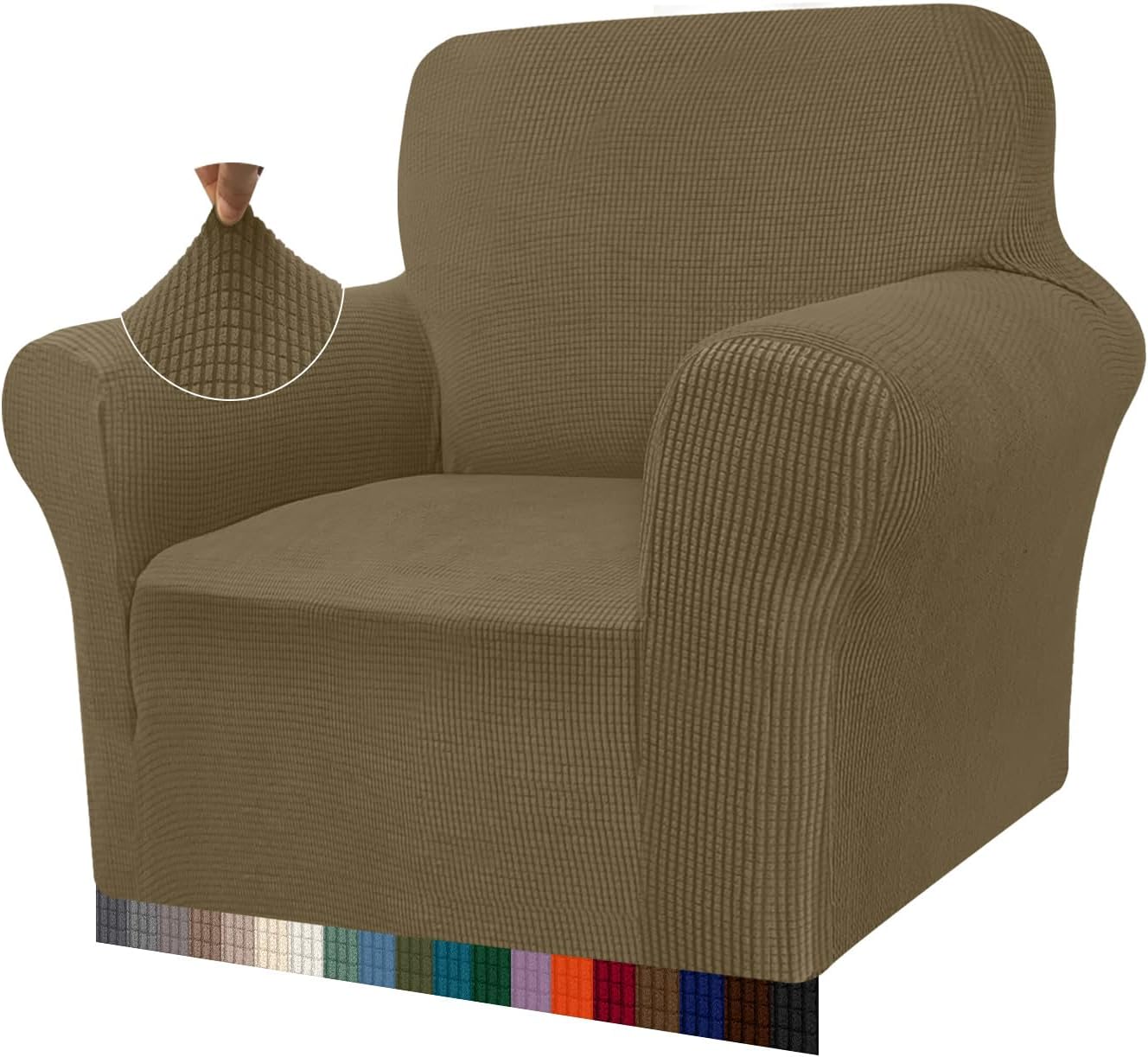 Granbest - housse de canapé jacquard 1 place - vert kaki - protection animaux