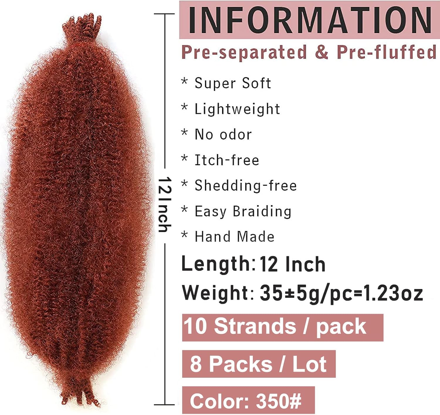 Xtrend - Springy Afro Twist, 12 pouces, cheveux synthétiques, 350#