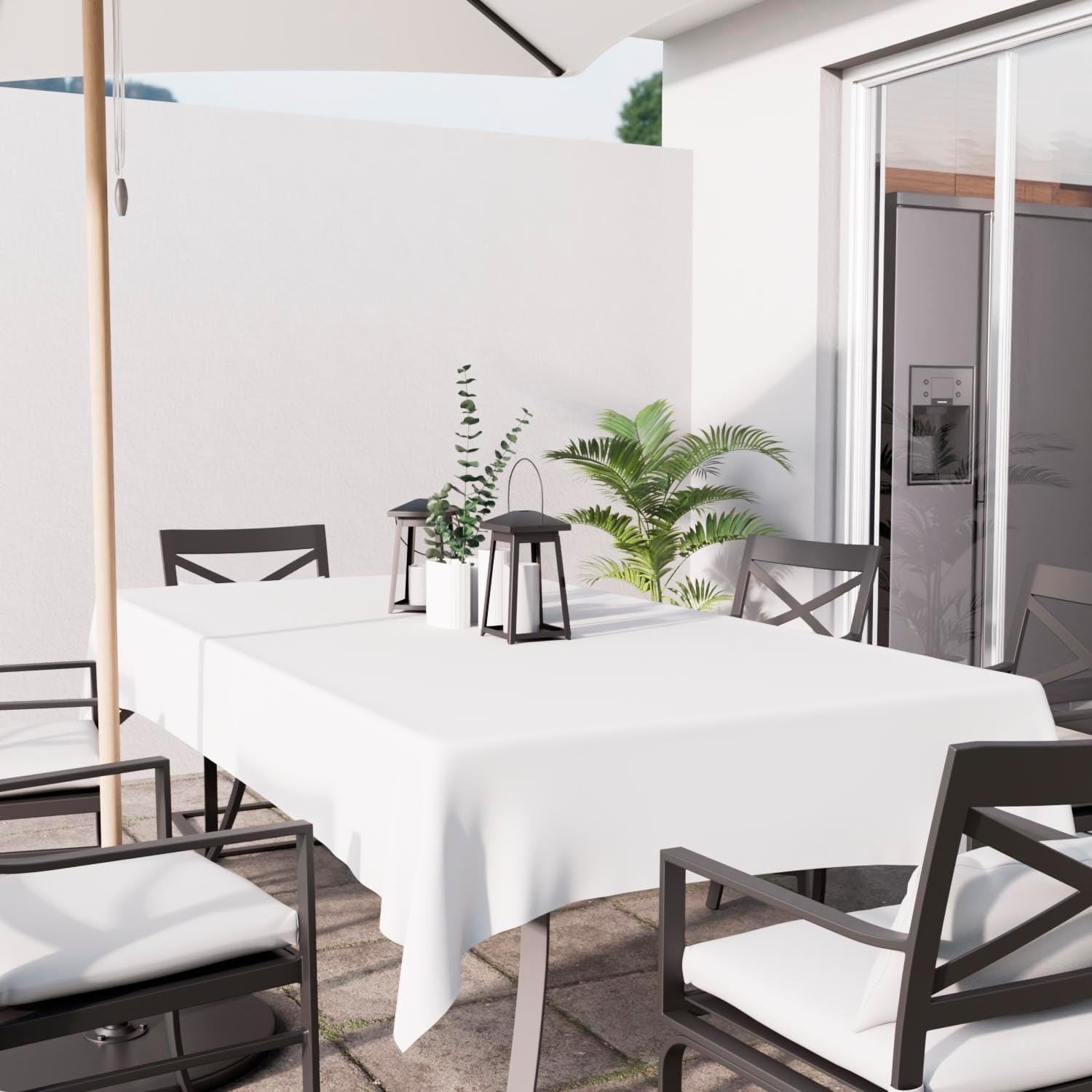 Soleil d'Ocre - Nappe Rectangle Alix - 140x200 cm - polyester blanc, anti-tâches