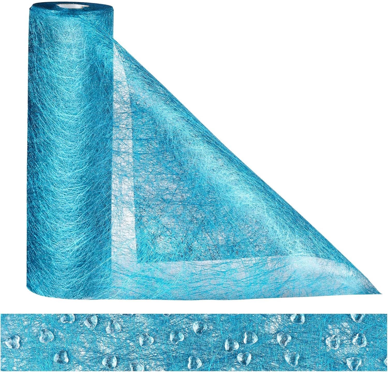 Chemin de table - bleu non tissé 30m x 23cm, 150 strass, décor élégant