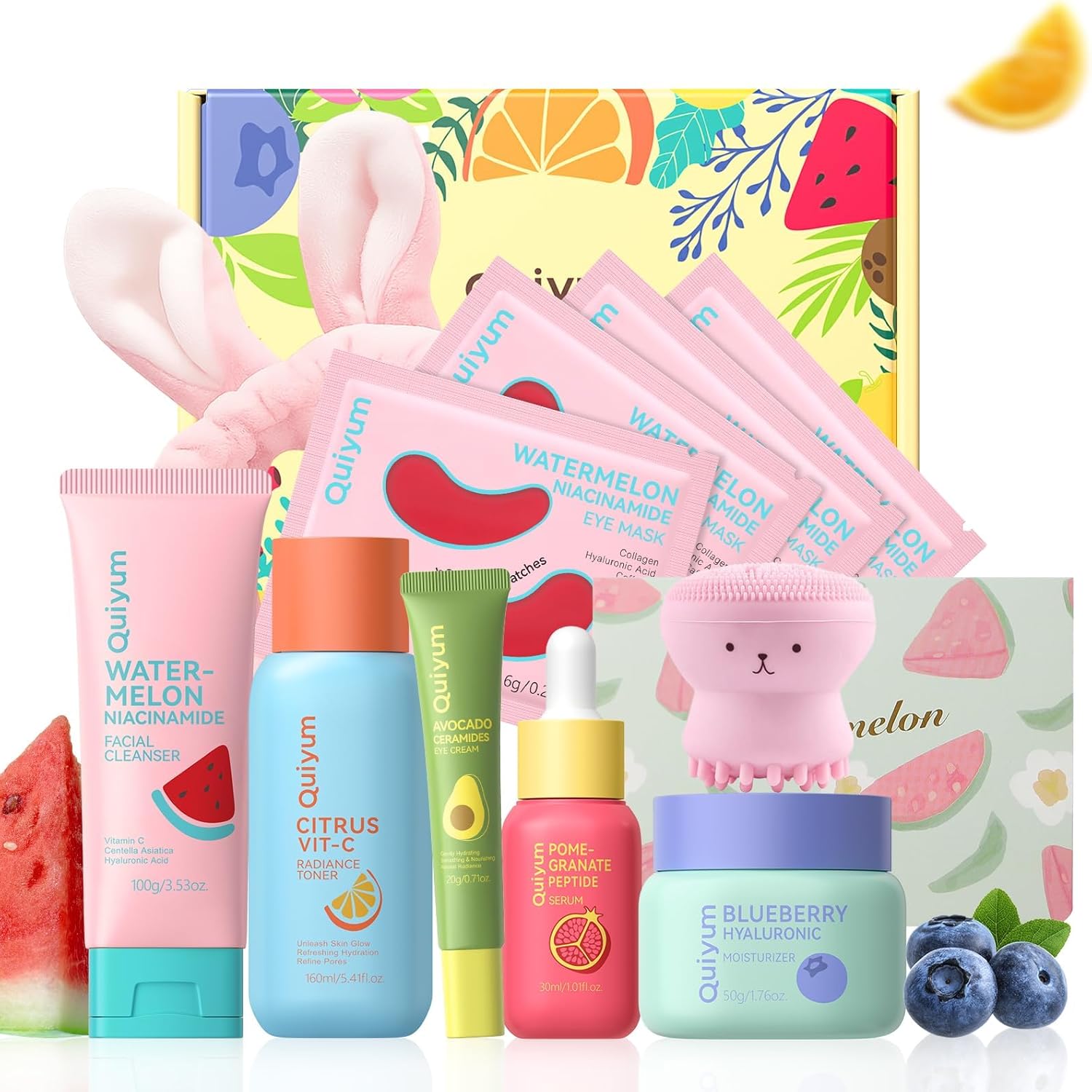 Kit de soins de la peau anti-âge - 6 pièces - peptides, fruits, vitamine C, céramides, réduit rides et peau morte