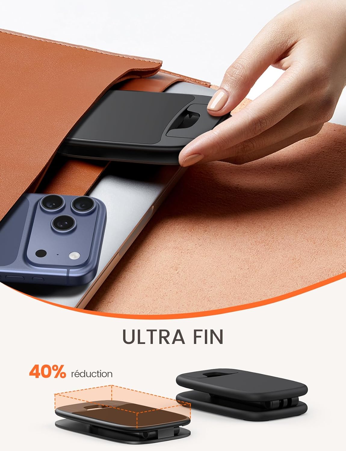 Lamicall - Support téléphone pliable - 15mm ultra-fin - hauteur et angle réglables, base métallique