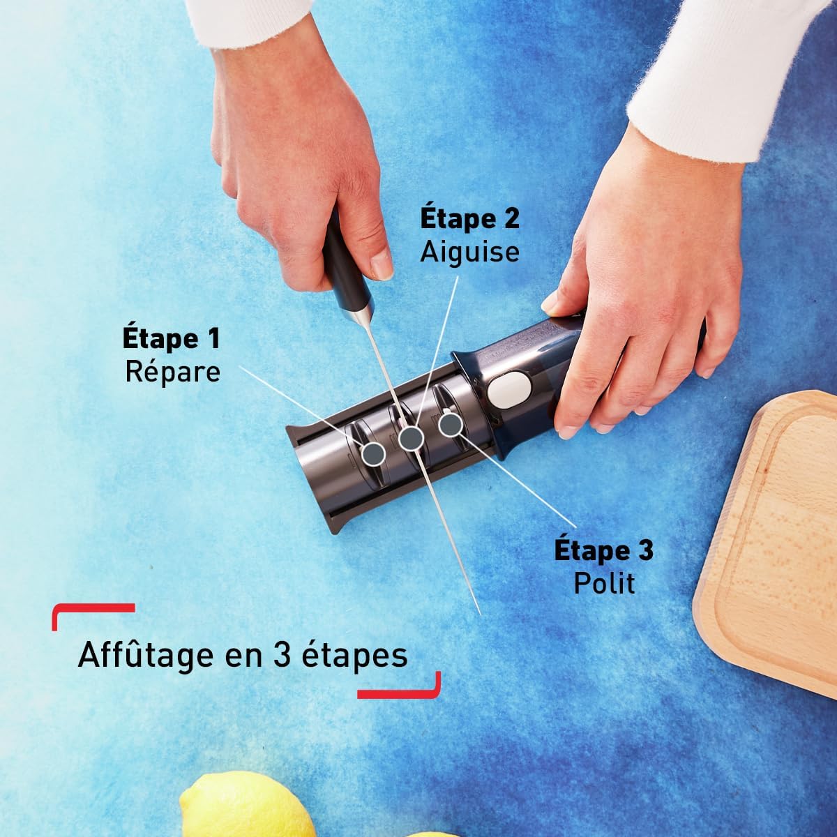 Tefal - Aiguiseur Ice Force - affûtage 3 étapes, rétractable, compact, K2650534