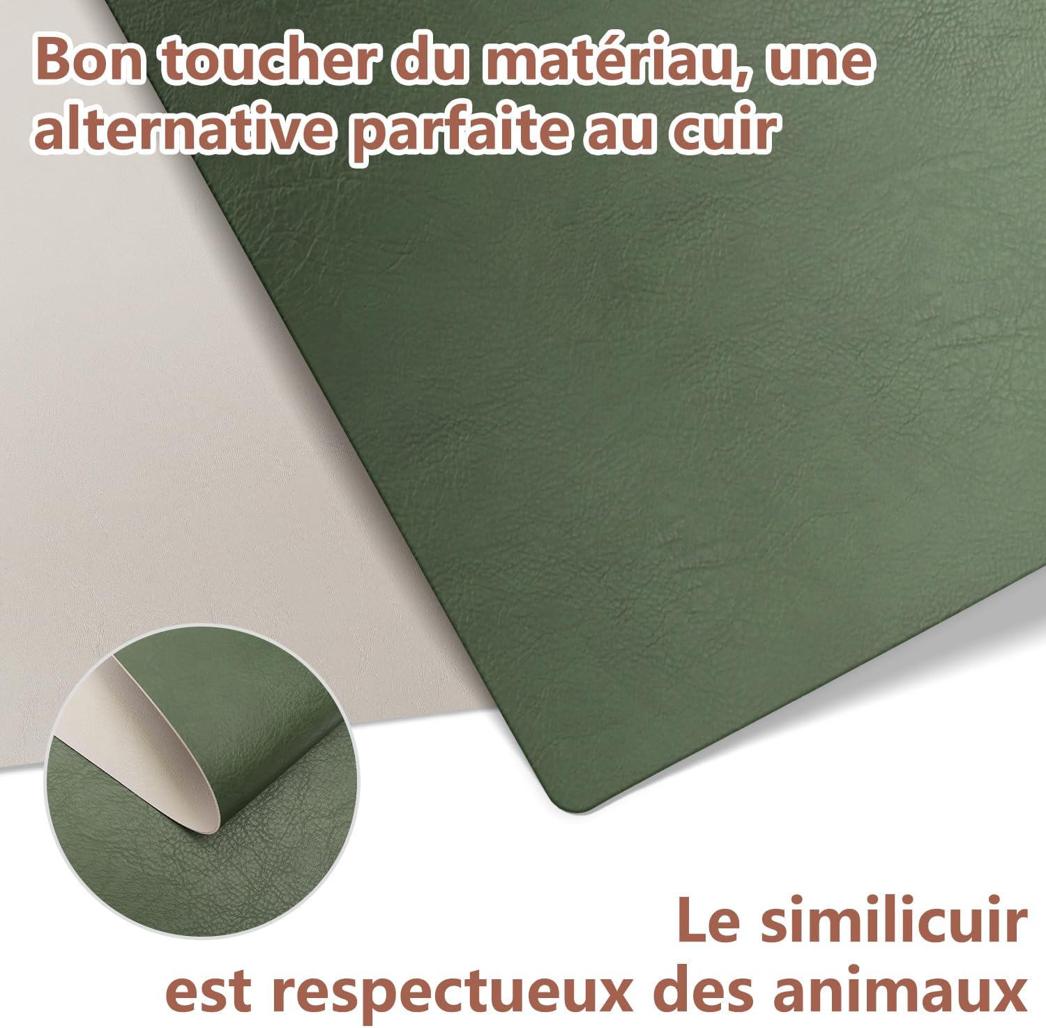 Set de table - cuir PU double face 43x30cm - lavable, antidérapant, lot de 4