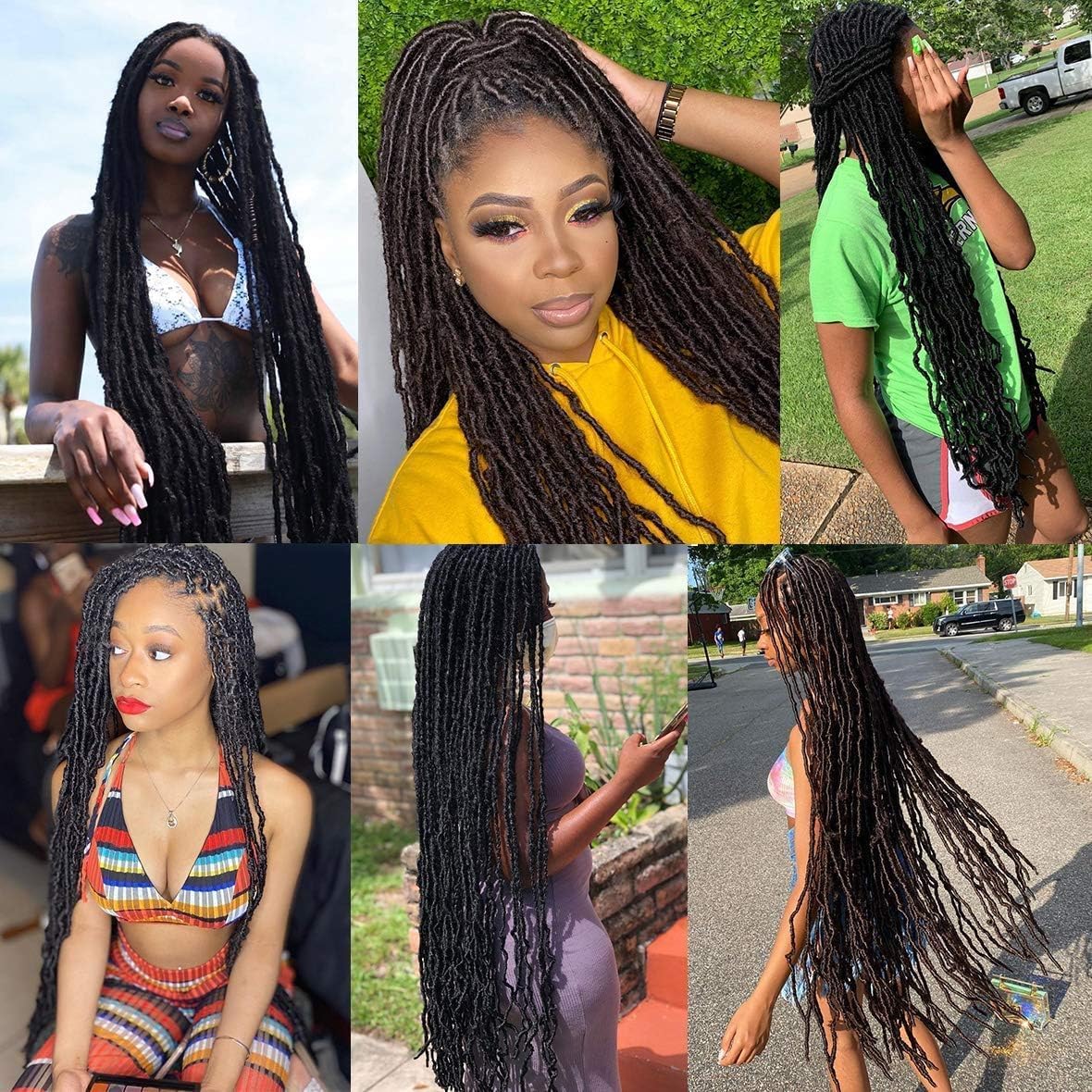 Xtrend - 7 Packs Nu Faux Locs - 30 pouces - long, brun foncé, pré-bouclé