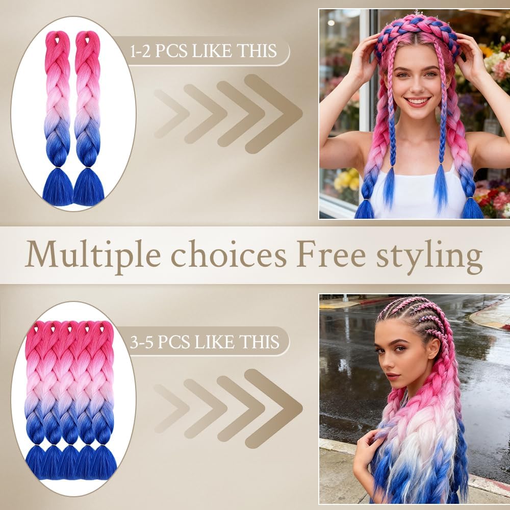 ShowJarlly - Tresse Jumbo Ombre 24'' 500g, synthétique, 5pcs