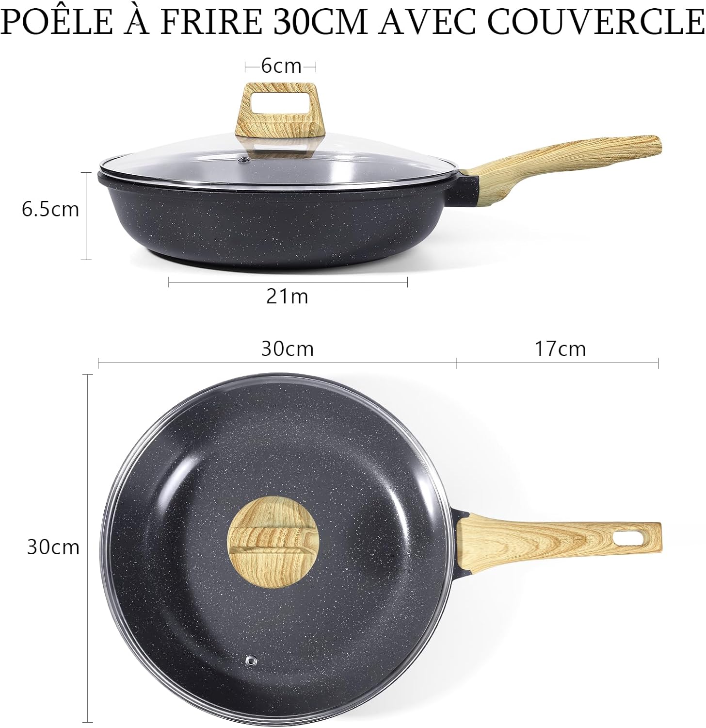 GiPP - Poêle à frire granit 30cm, induction, antiadhésive, PFAS/PFOA