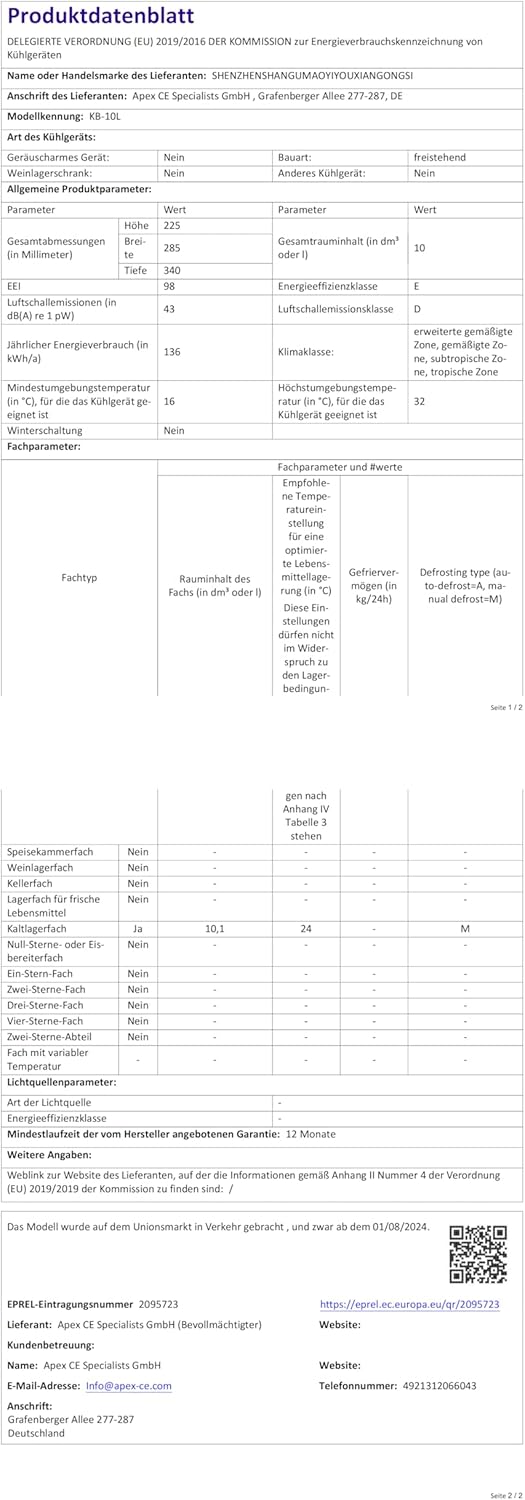Enventor - Mini frigo 10L - refroidissement/chauffage, 12V/220V, compact