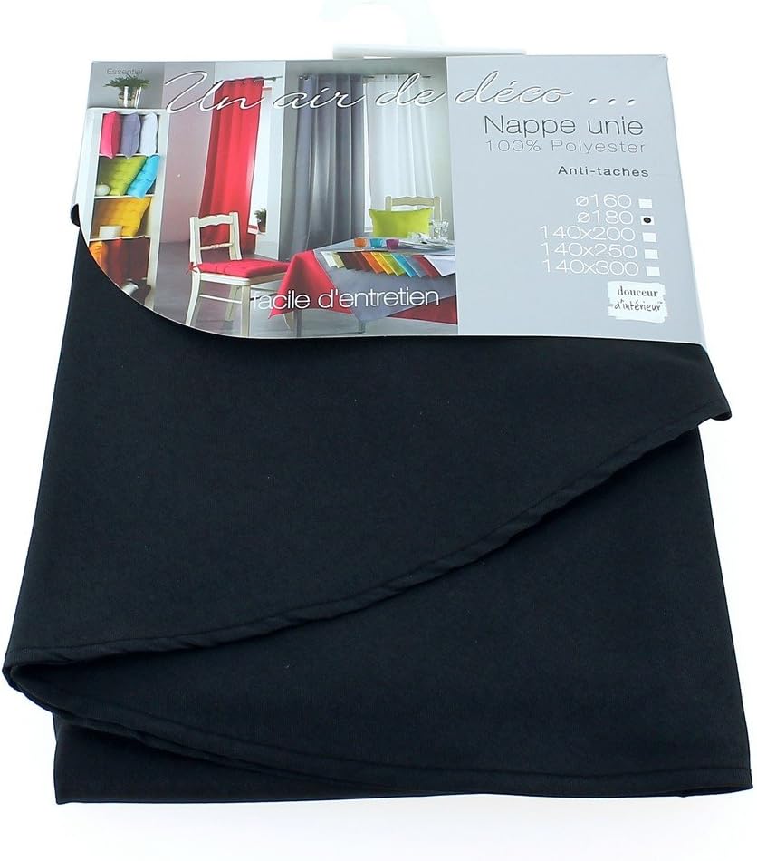 Nappe rectangle - polyester uni Essentiel 140x250 cm - noir
