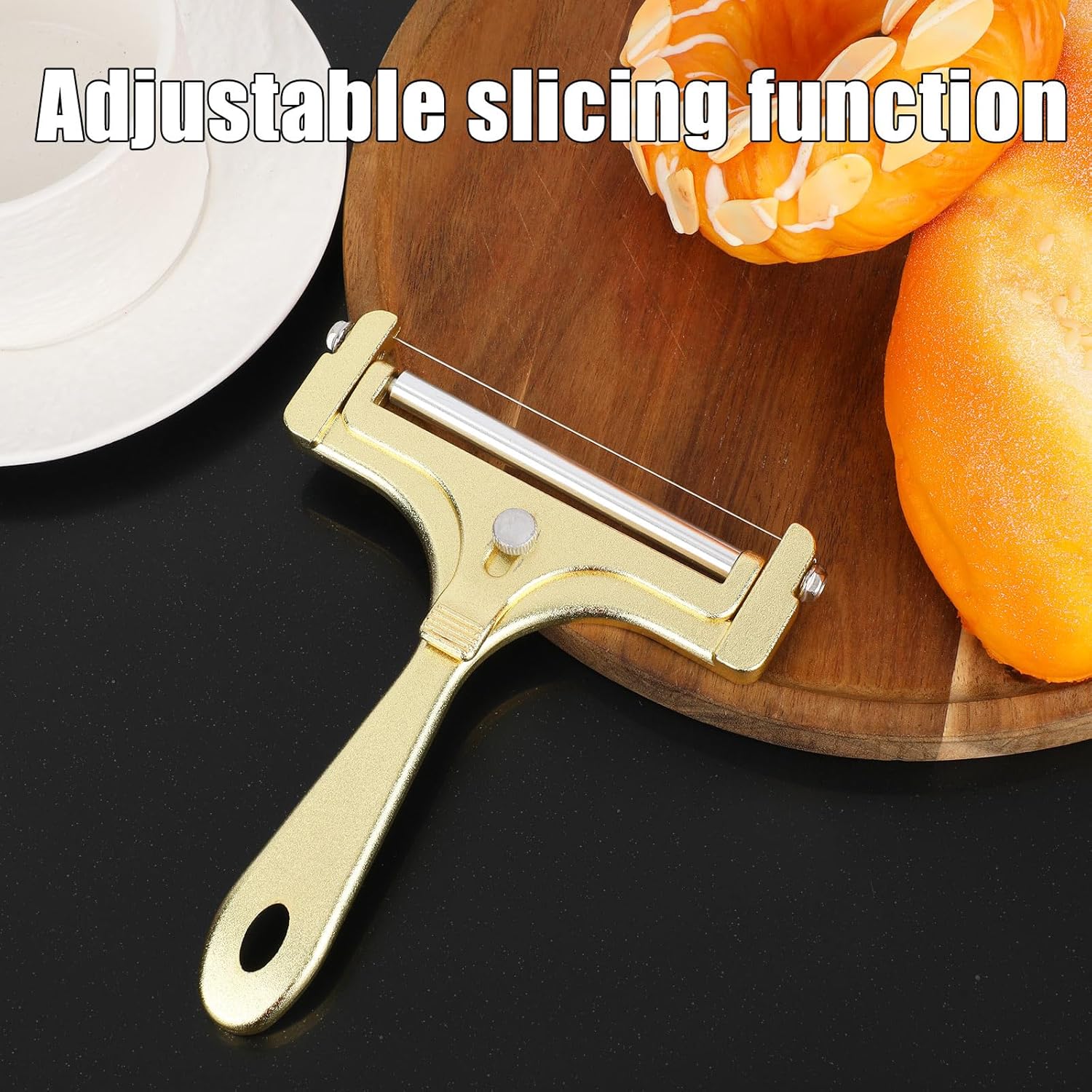 Kit coupe-fromage inox, épaisseur réglable, 8 fils, doré, 10pcs