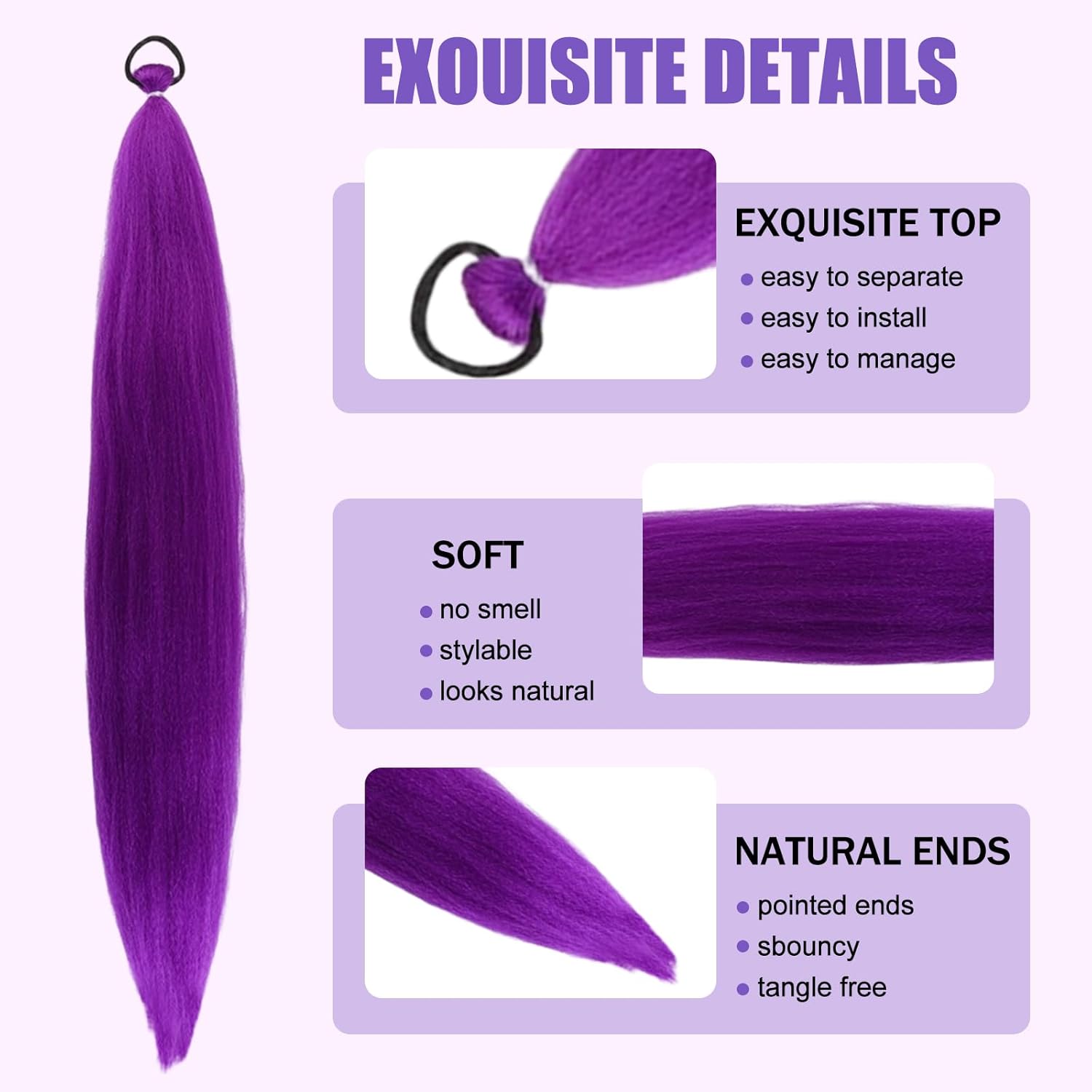 Extension cheveux - tresses violettes 26