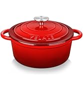 Velaze Faitout classique en émail rouge, revêtement en émail antiadhésif, bonne étanchéité, Lightwe...