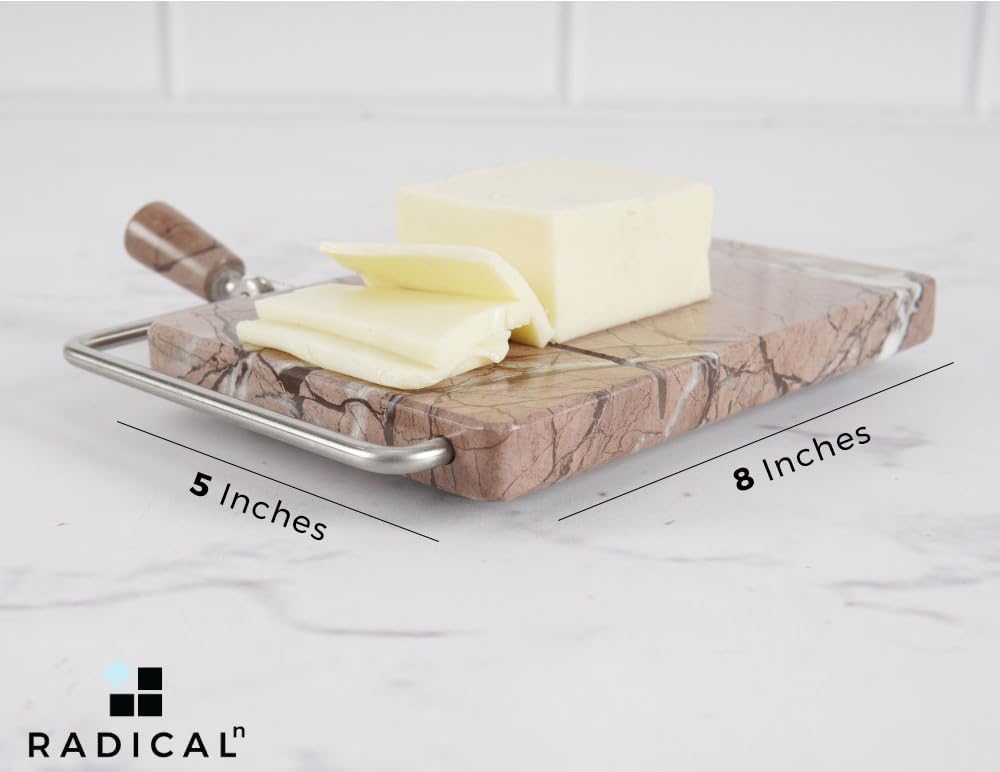 RADICAL - trancheuse à fromage marinara - marbre - 4 fils de rechange, coupe-beurre, planche à découper