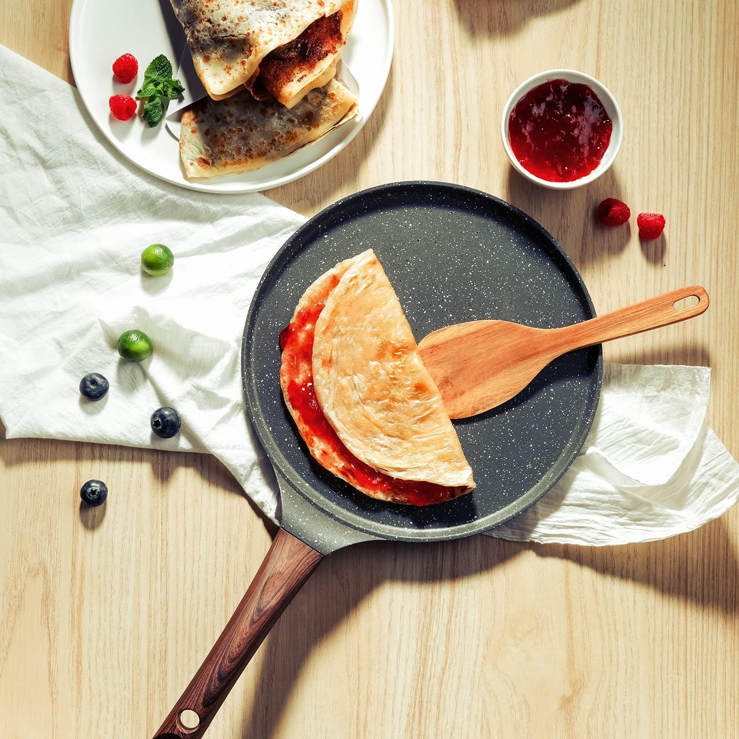 SENSARTE - Poêle à crêpes granit 26cm induction, poignée confort