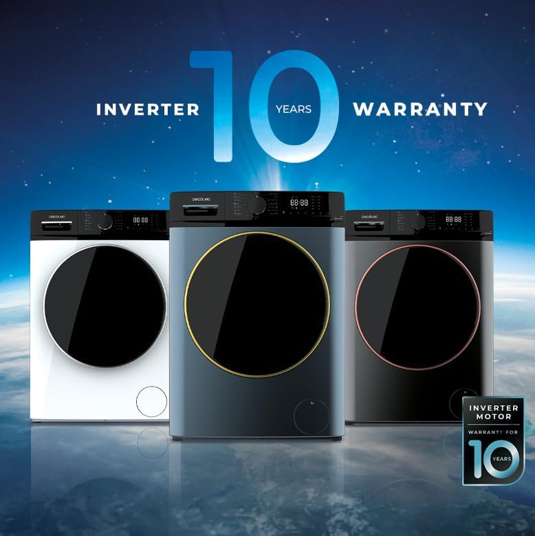 Cecotec - Bolero DressCode 10610 - 10 kg - Inverter, Vapeur, 1400 RPM, 15 programmes, Ice Blue, 10610