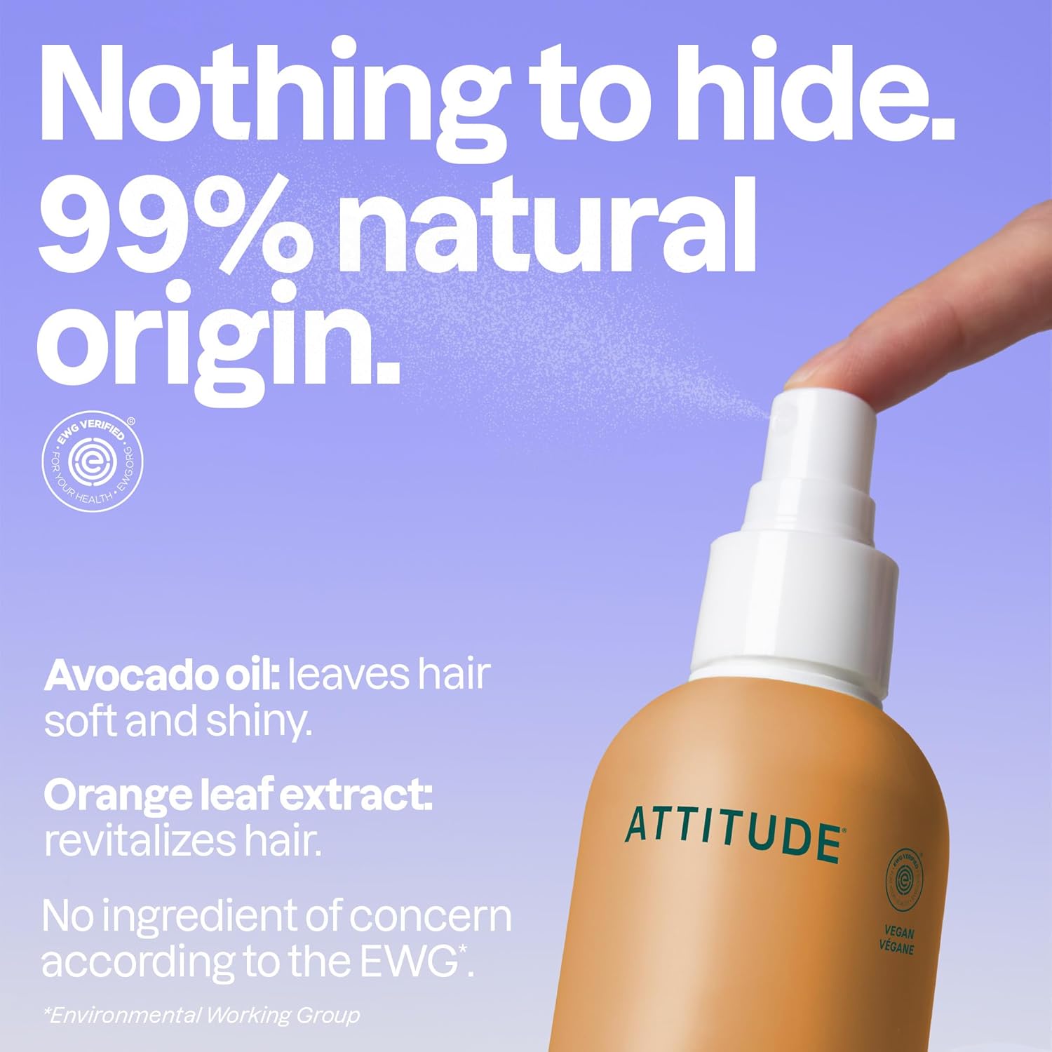 ATTITUDE - Démêlant Sans Rinçage - 240 mL - nourrissant, végan, avocado & orange