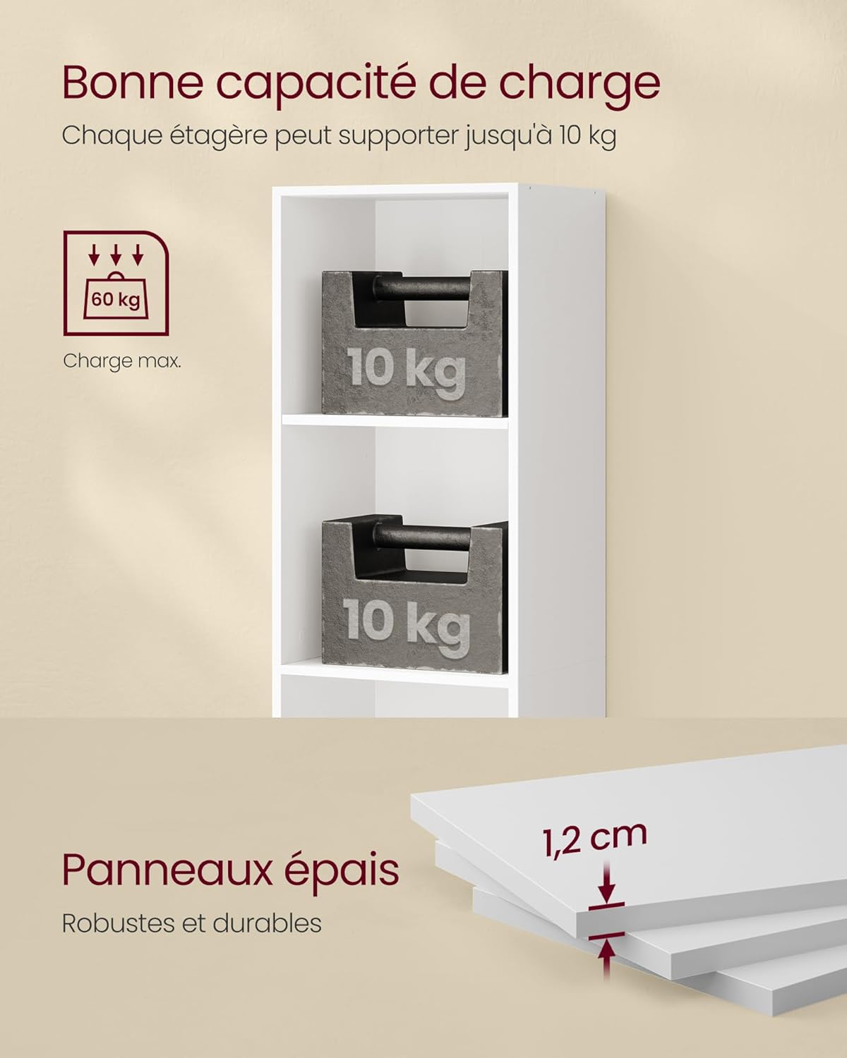 VASAGLE - bibliothèque 5 niveaux - 24x30,2x134,2 cm - rangement ouvert - LBC419W01