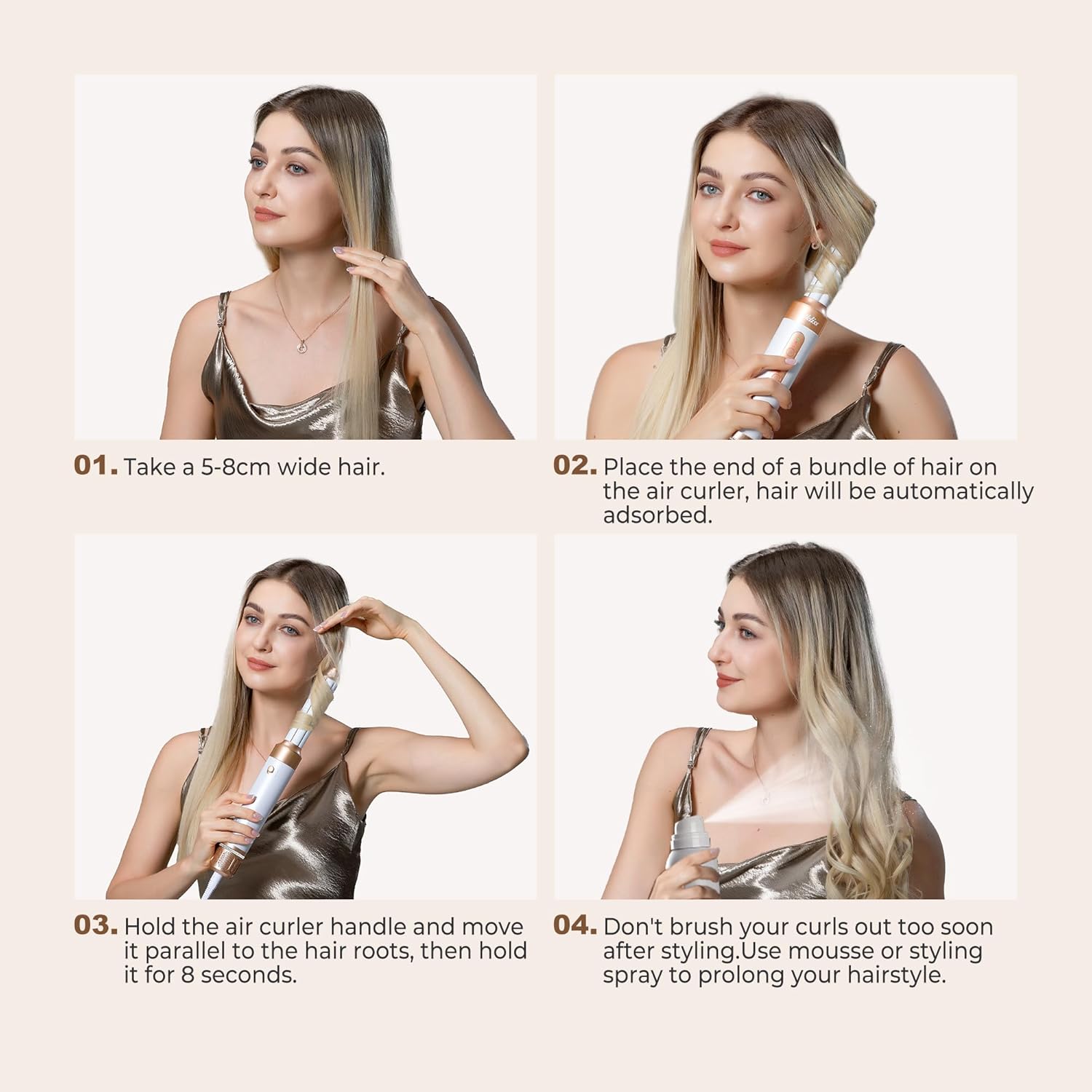 UKLISS - Air Styler Pro 7-en-1 - 1400W, brushing, boucleur autom.