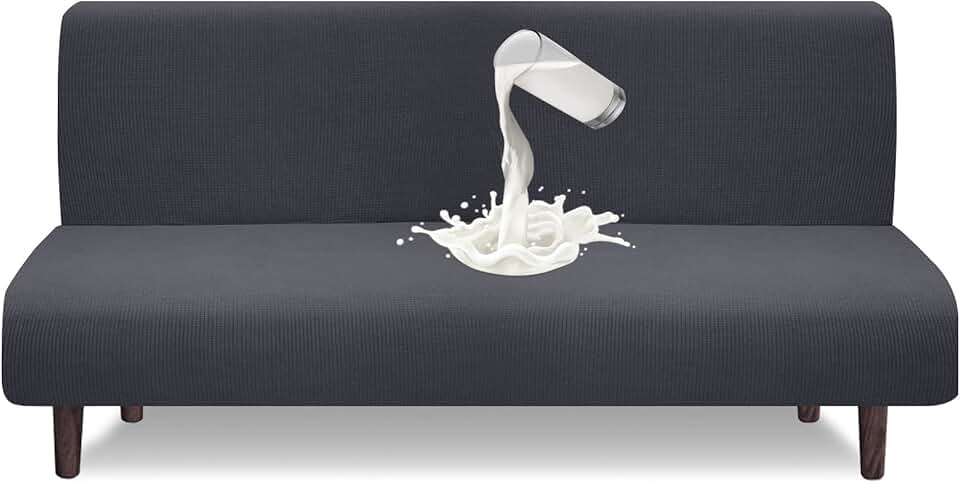 Granbest - housse futon haute élasticité, 180x120 cm, imperméable, antidérapante, sans accoudoirs, gris