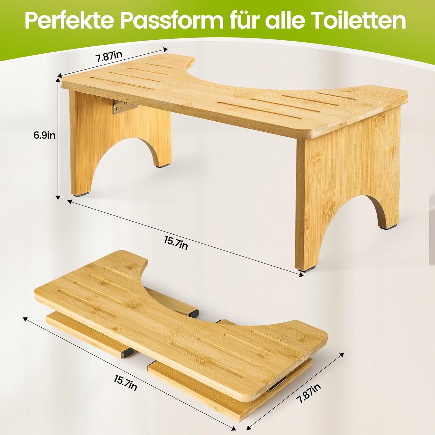 Tabouret Toilette - Bamboo pliable - dimensions compactes - ergonomique, soulage hémorroïdes, constipation et ballonneme