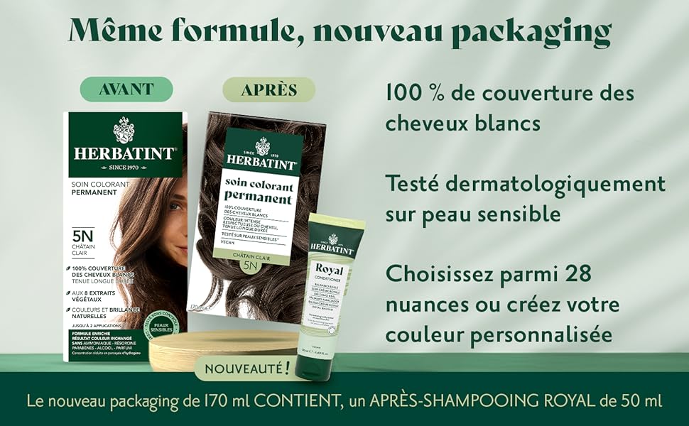 herbatint nouveau format gel colorant permanent; nouvelle teinture herbatint; teinture cheveux 170ml